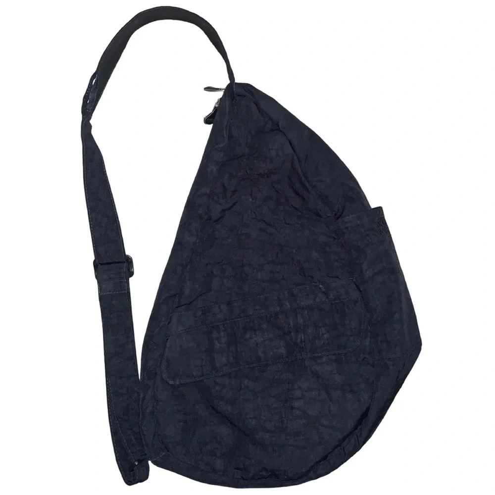 Ameribag Healthy Back Bag Crossbody Sling Backpack Black Nylon Distressed